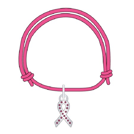 Bracelet brésilien avec un Charm monté sur cordon rose.